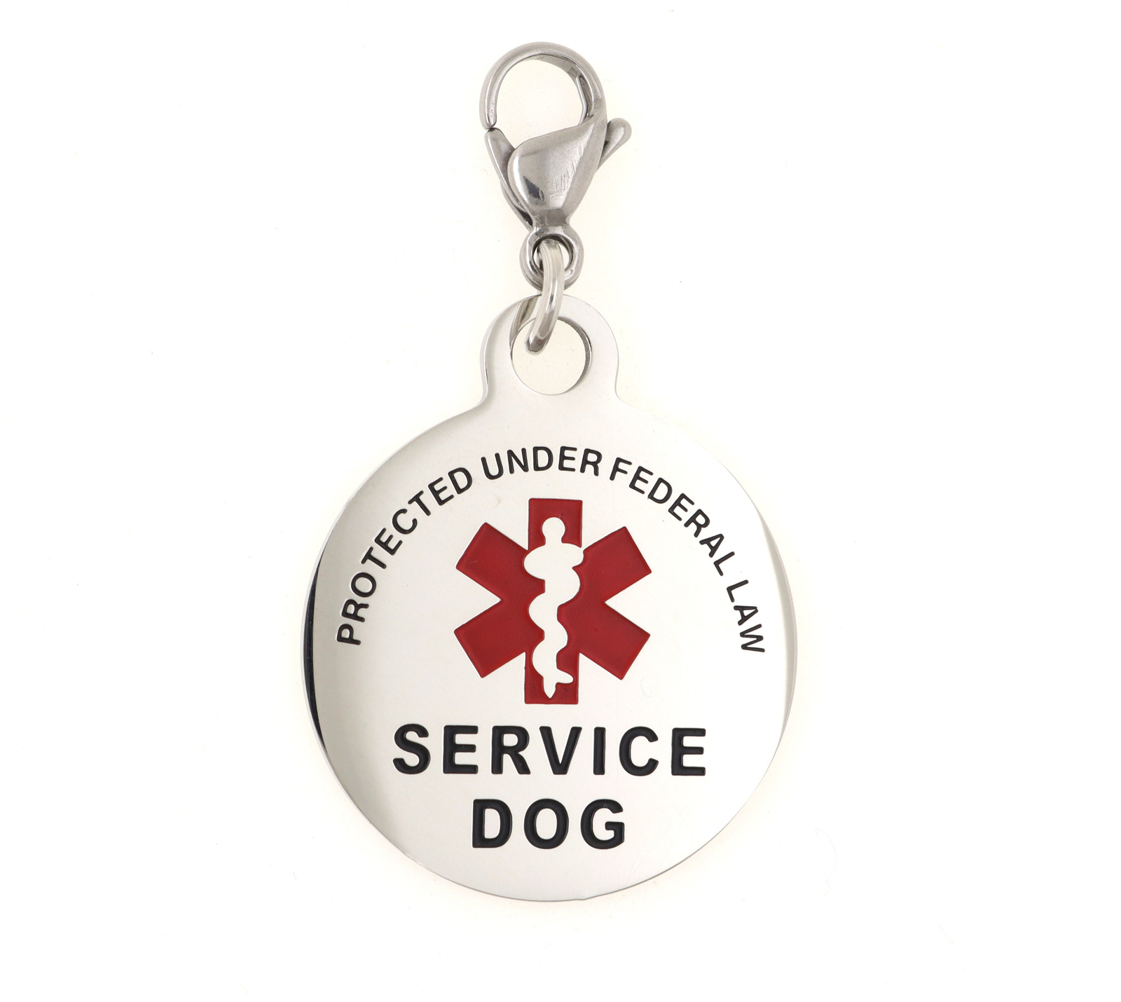 Custom Engraving Service Dog Tag w/ Red Medical Alert Symbol 1.25″ Pet ID Tag