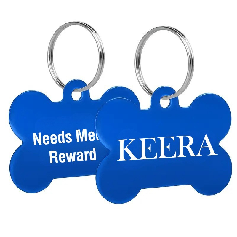Custom Bone Aluminum Pet ID Tag Engraved Placa Perro Gato 10 Colors 3 Sizes USA