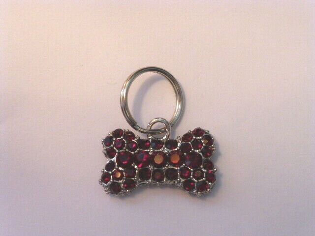 Dark Red Crystal “Puffed” Bone Shaped Charm, Double-Sided, January Birthday, New