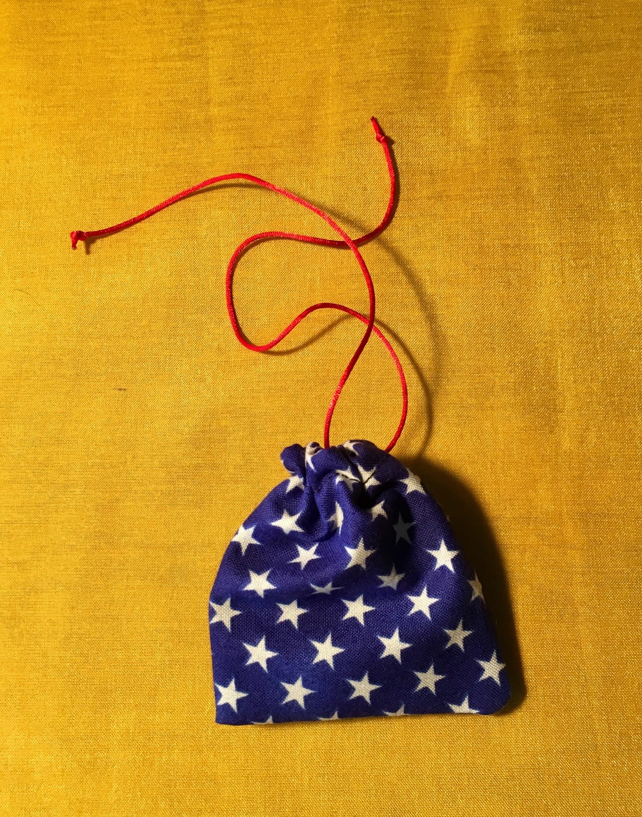 Handmade Dog Cat Flag Tag Bags, Blue with Stars, Patriotic, Covers Collar Tags