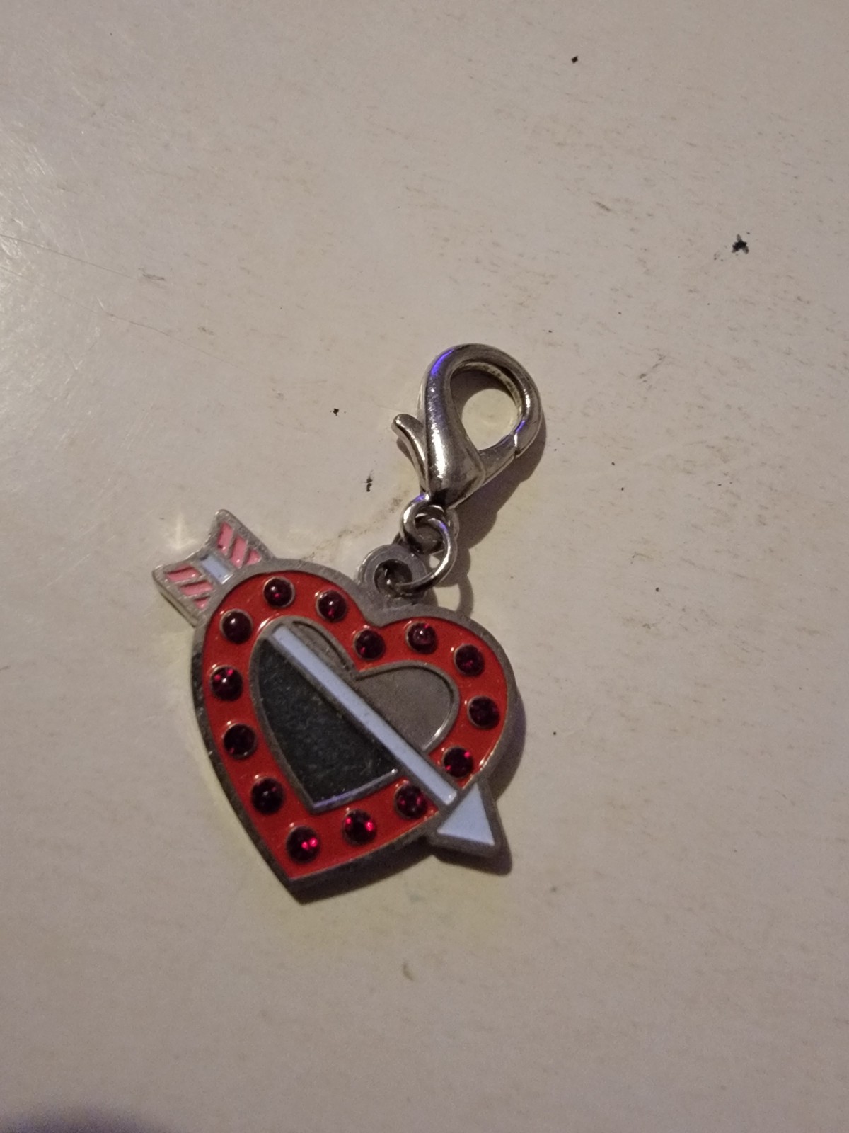 Pet Co Dog or Cat Collar Charm Red Heart with Rhinestones Arrow Petco
