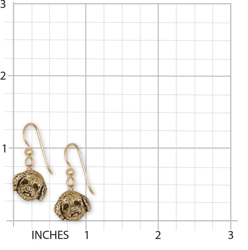 Poochon Earrings 14k Yellow Gold Handmade Bichapoo Jewelry PC1H-EG