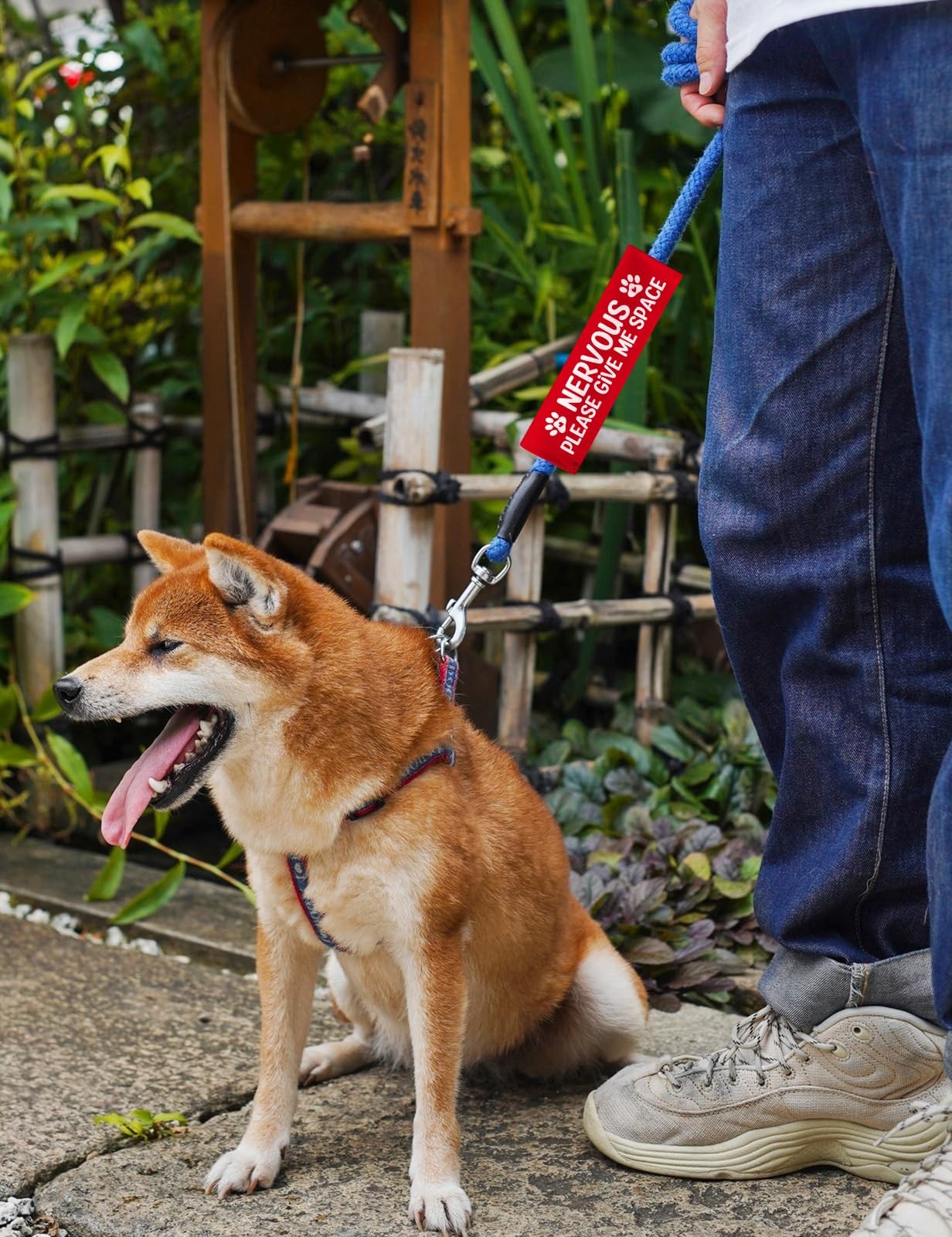 Give Me Space Nervous Dog Leash Sleeve Wrap Alert Hanging ID Patch Tag Gift