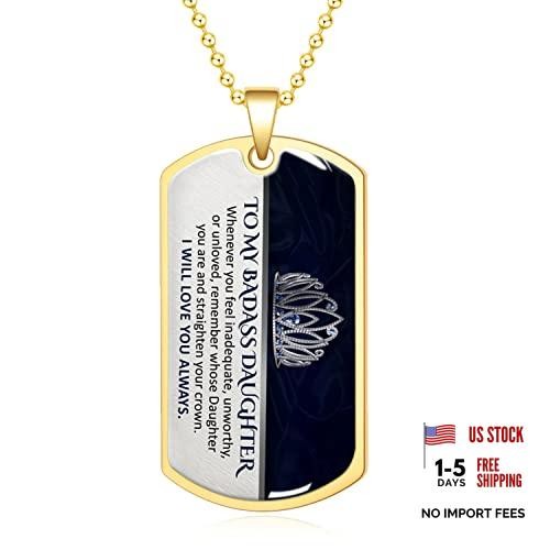 To my badass Son Daughter Necklace, Straighten NE-Gold To my badass Daughter