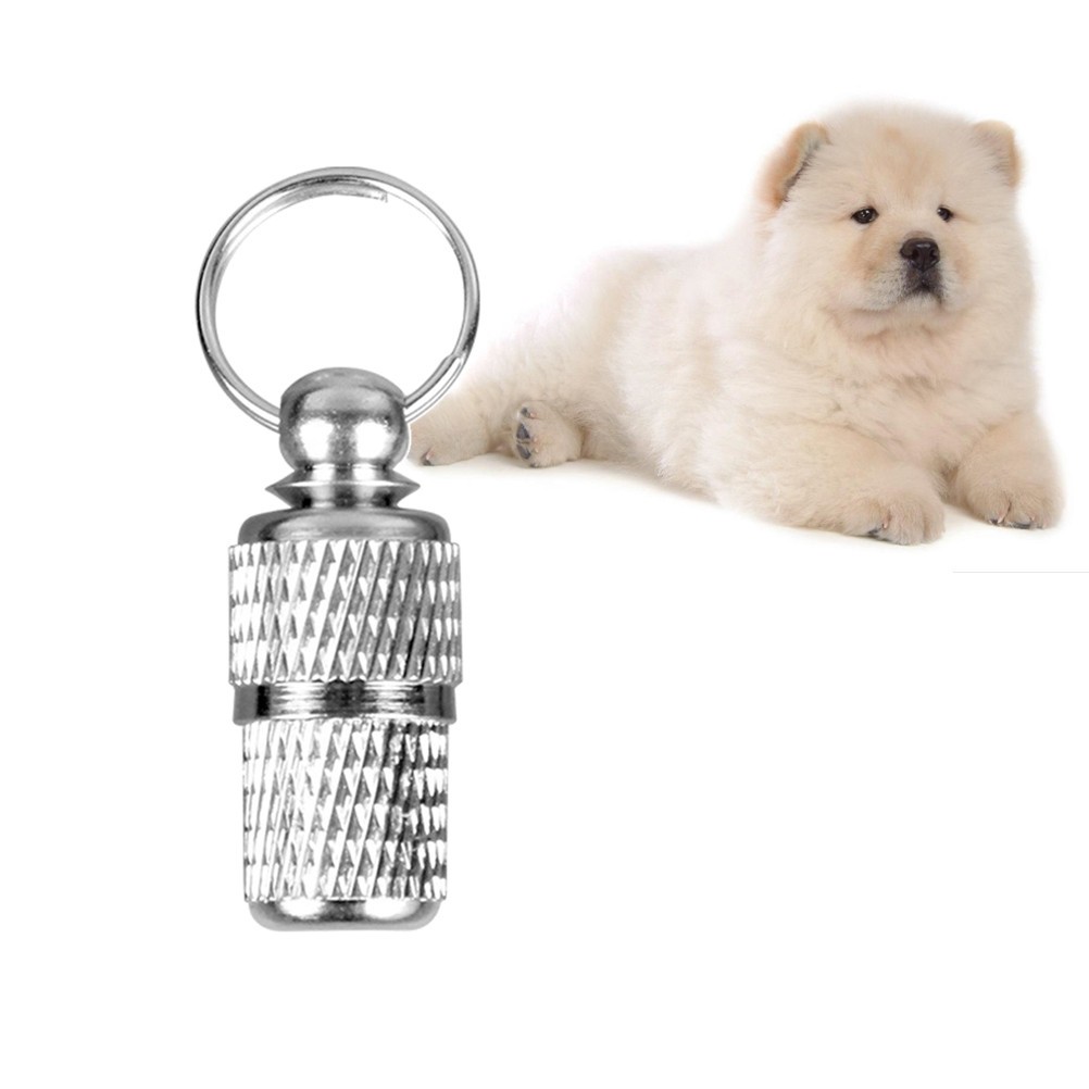 2Pcs Silver Reusable Pet Id Tubes with Ring Lightweight Dog Cat Collar
