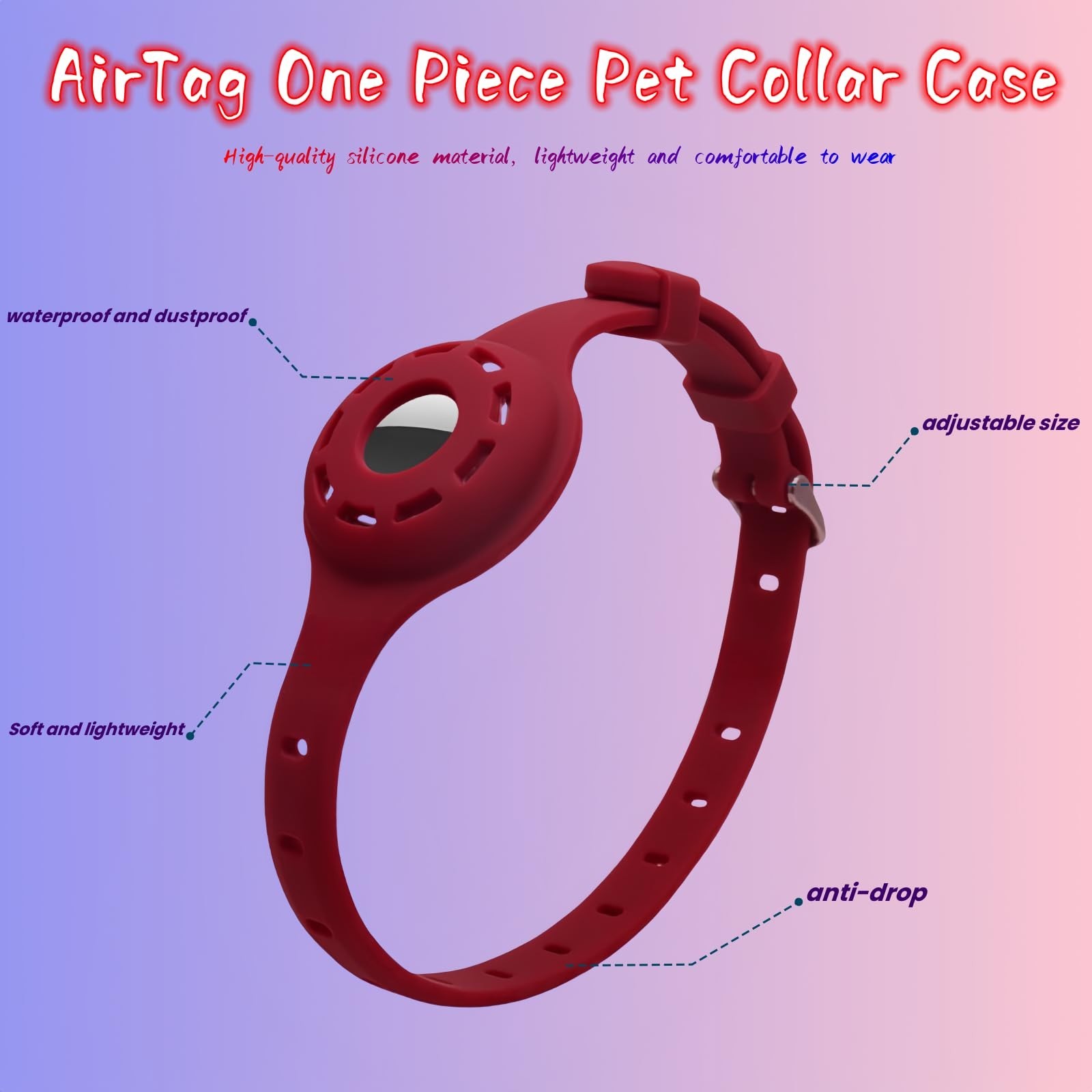 Airtag Protector Silicone Luminous Collar Adjustable Loss Prevention Eye-catc…