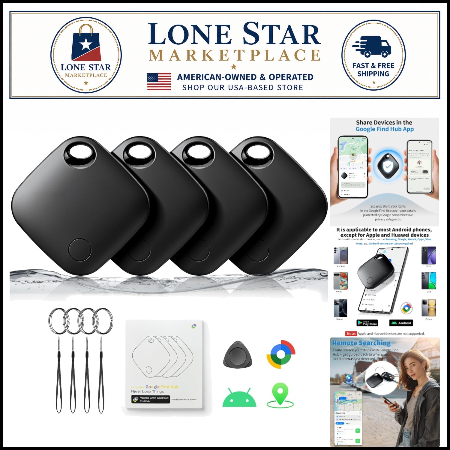 Waterproof Smart Tags – 4 Pack for Key & Luggage Tracking with 2- Life