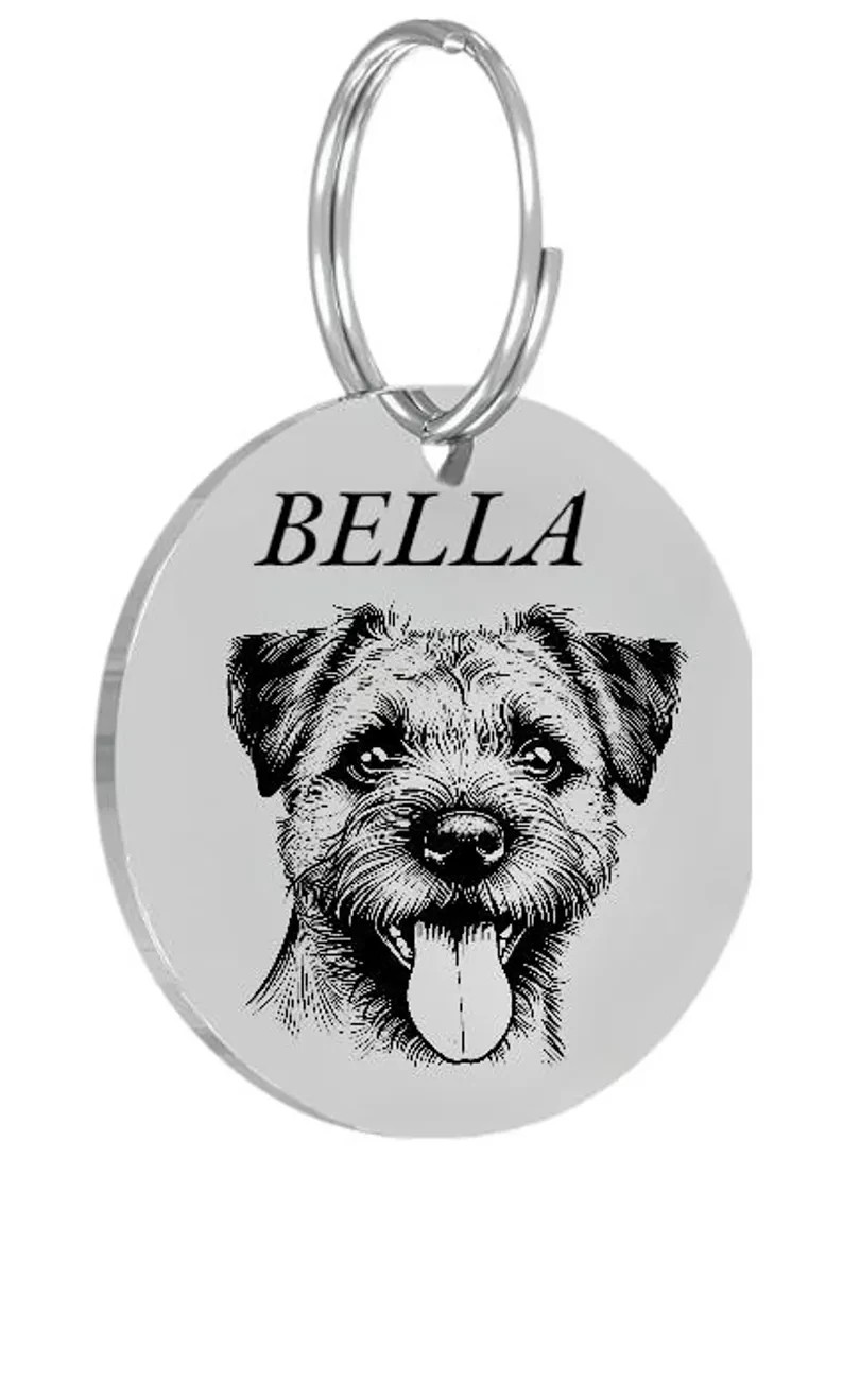 BORDER TERRIER Pet ID Tags Dog Tags Personalized Front & Back Engraving…