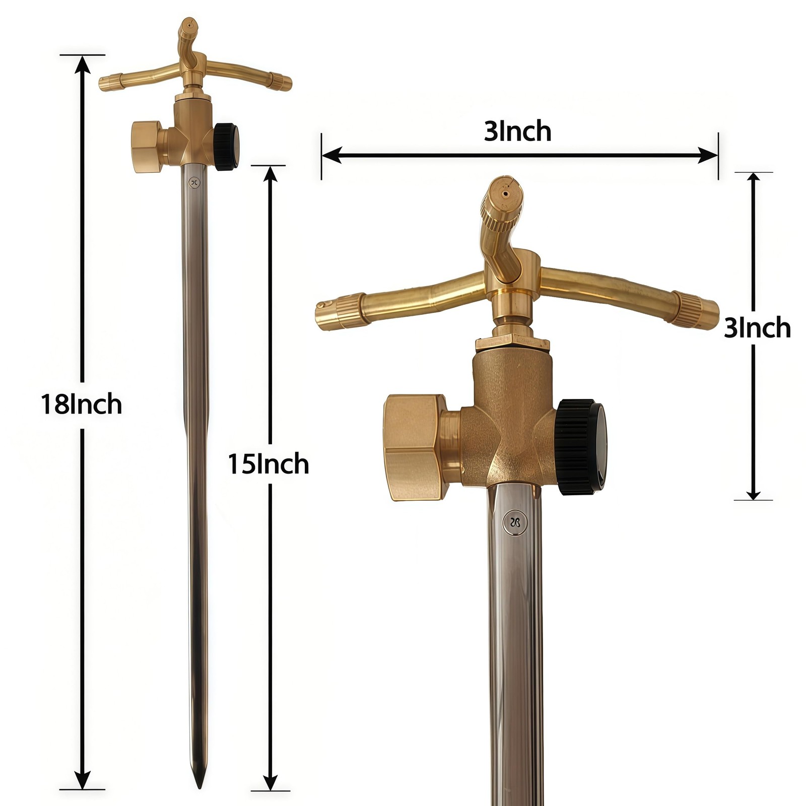 Atlantic 3-Head Solid Brass Sprinkler – Heavy Duty Stainless Steel … Fas