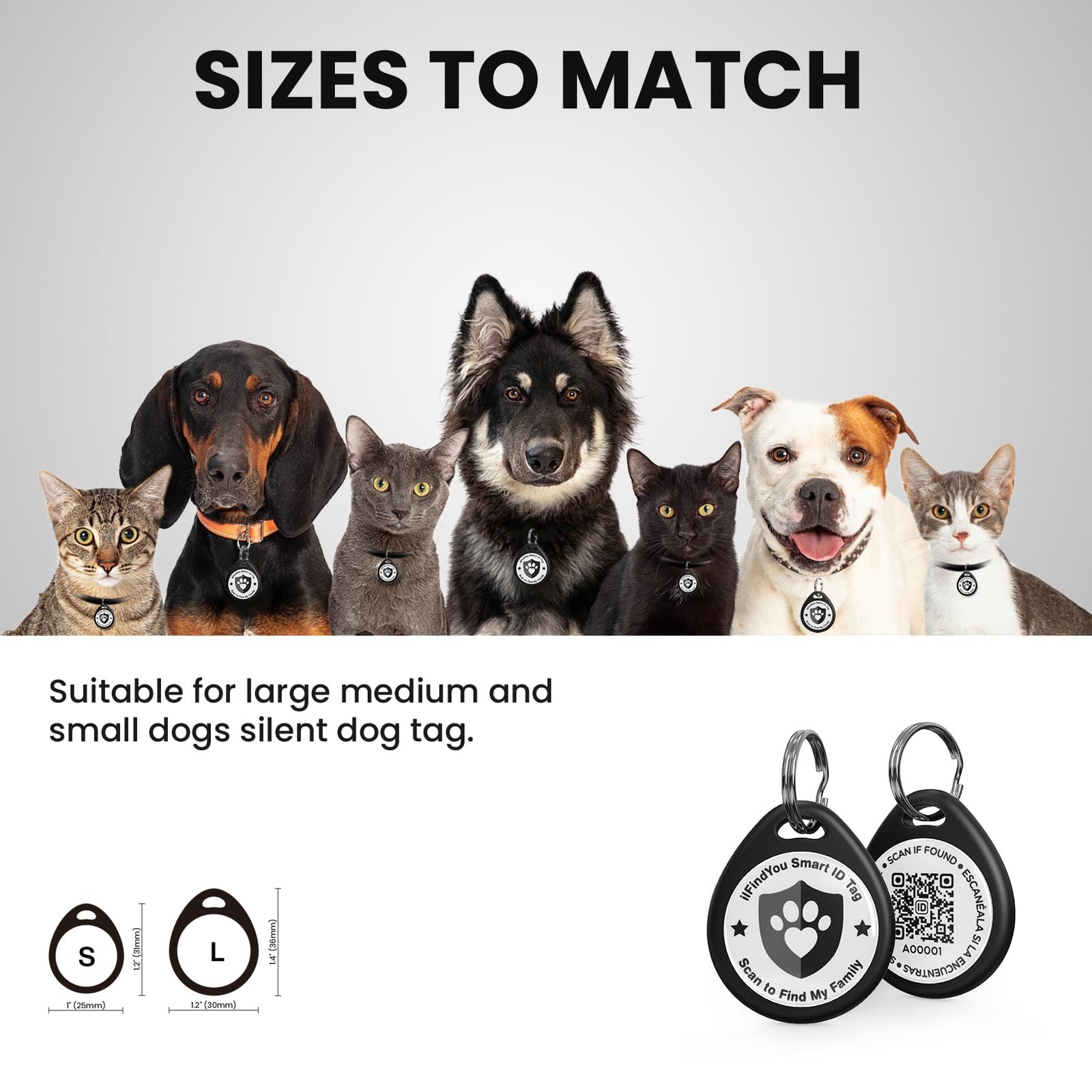 Dog Tags Personalized, QR Code Pet ID Tags for Dog Collar, Online Profile, Sc…