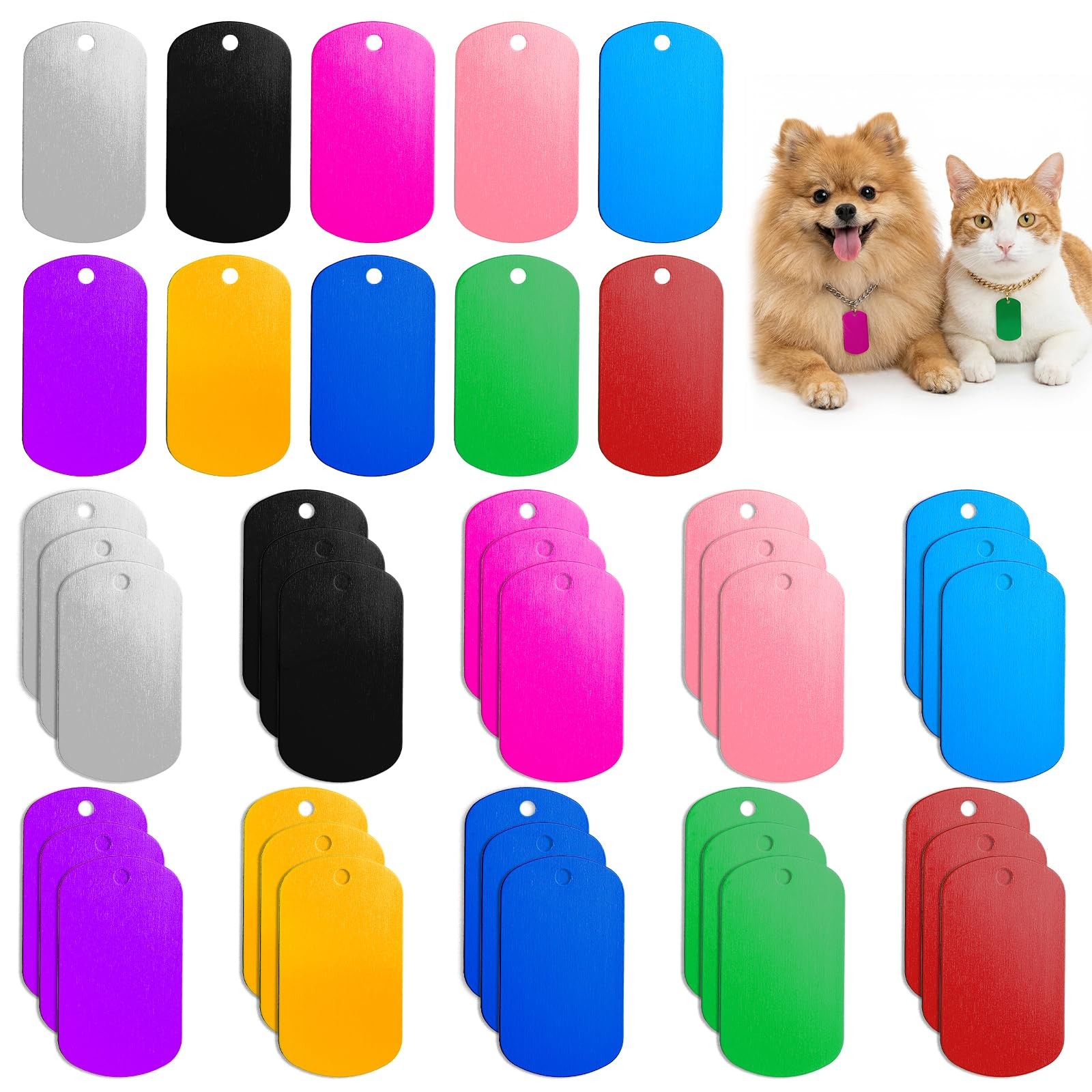 80 Pcs Aluminum Dog Tags, Blank Discs for DIY Decorative Craft Pet Tags, Meta…