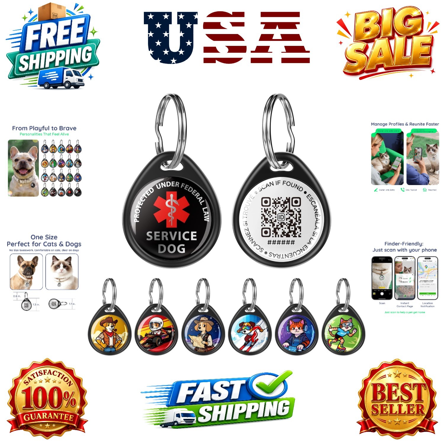 QR Code Dog Tag and Cat Tag, Scan to Reunite Faster, Waterproof and Durable, …