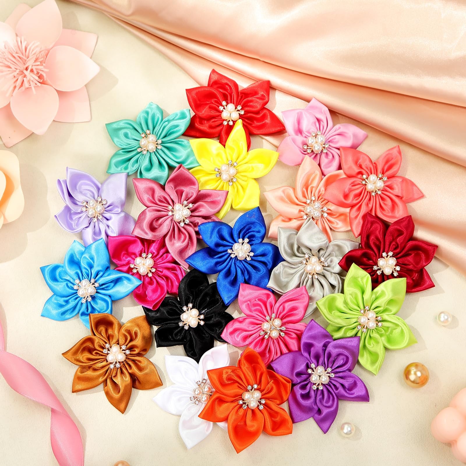 Reginary 20 Pcs Dog Collar Flowers, approx. 3.35 inches/ 8.5 cm, multicolor