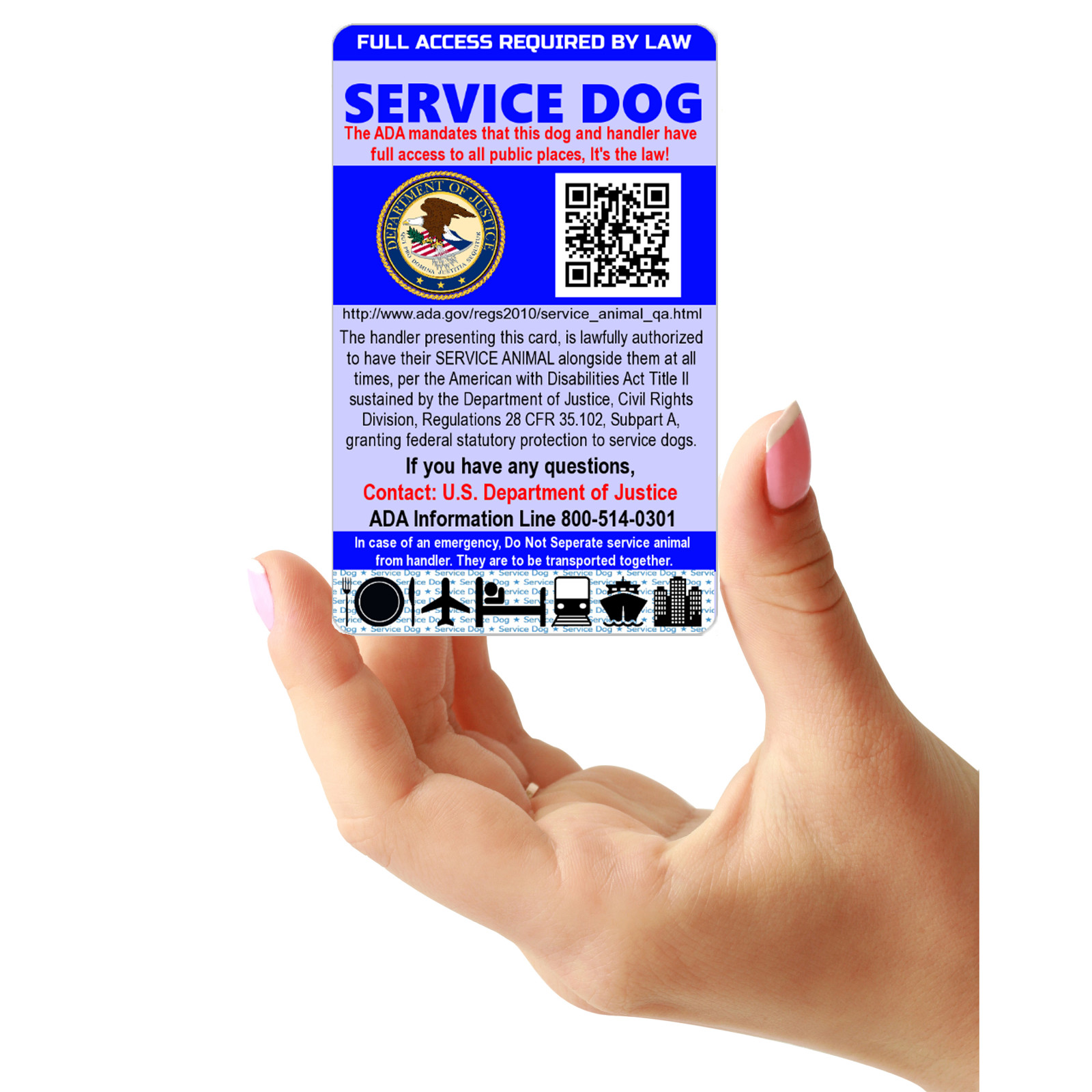 Service Dog ID Information Card – Free Registration to U S Service Dogs Registry