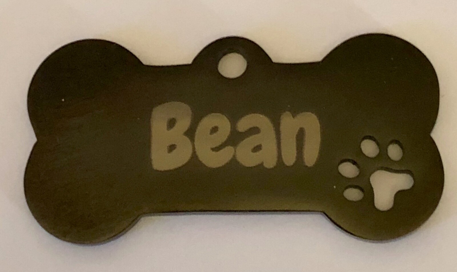 Dog Tag Personalized Custom Engraved – Bone w/ Paw (Choice of Color) 2 Sided