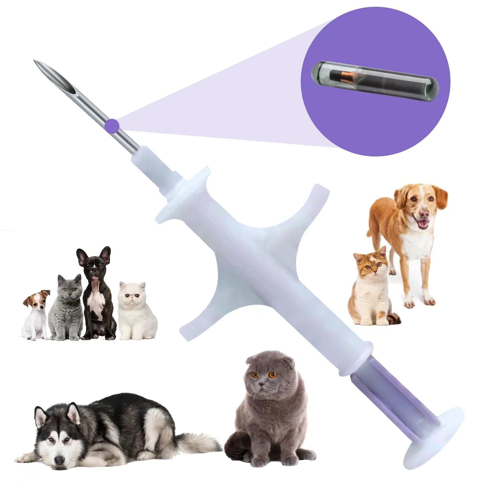 8 PCS Pet ID Microchip Implant Kit 15 Digit ID Number Lifetime Registration