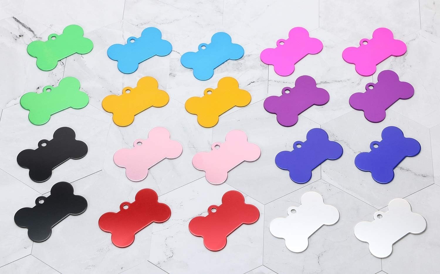 Aluminum Alloy Pet ID Tags 20Pcs Bone Shaped Blank Engraved Dog Cat Name Phon…