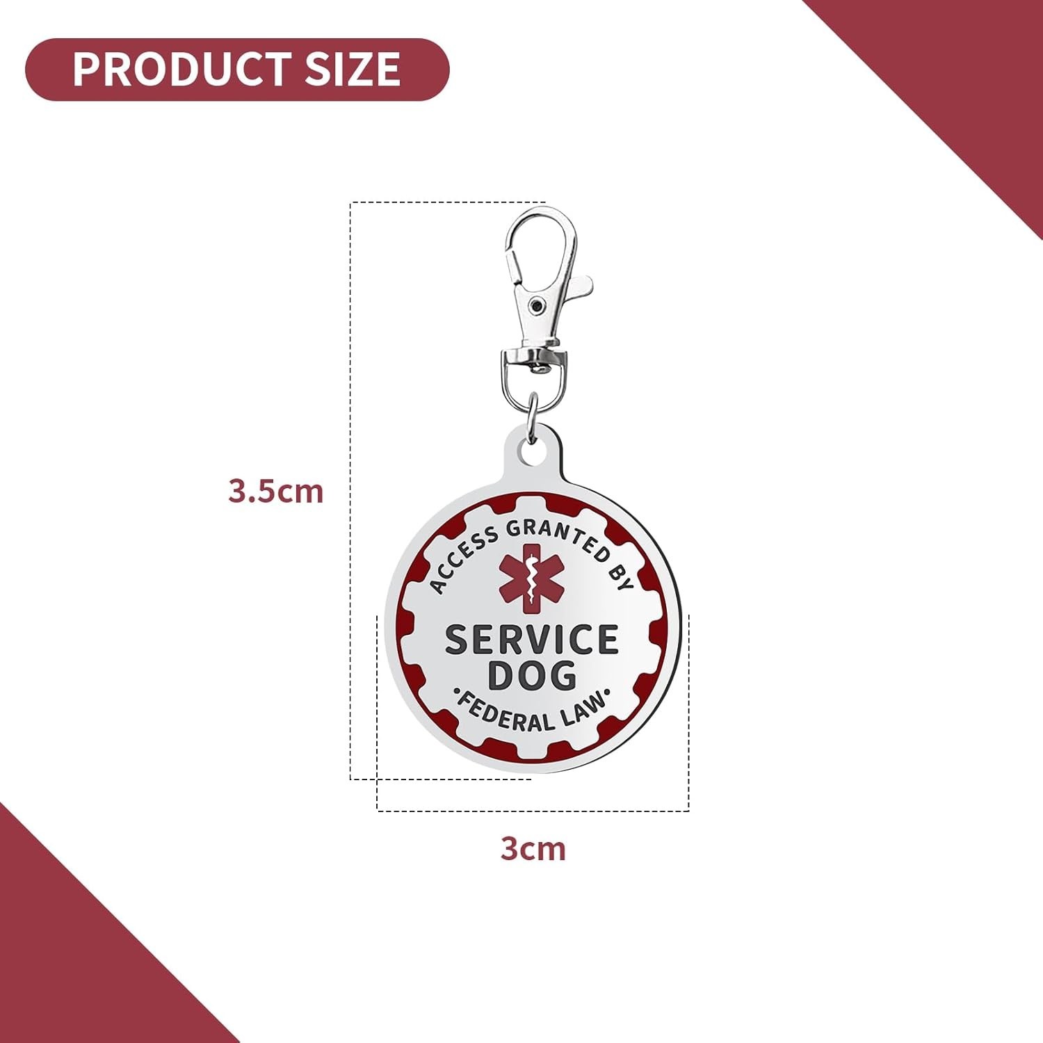 Elegant Stainless Steel Service Dog TAG – Double-Sided for Ultimate Visibility