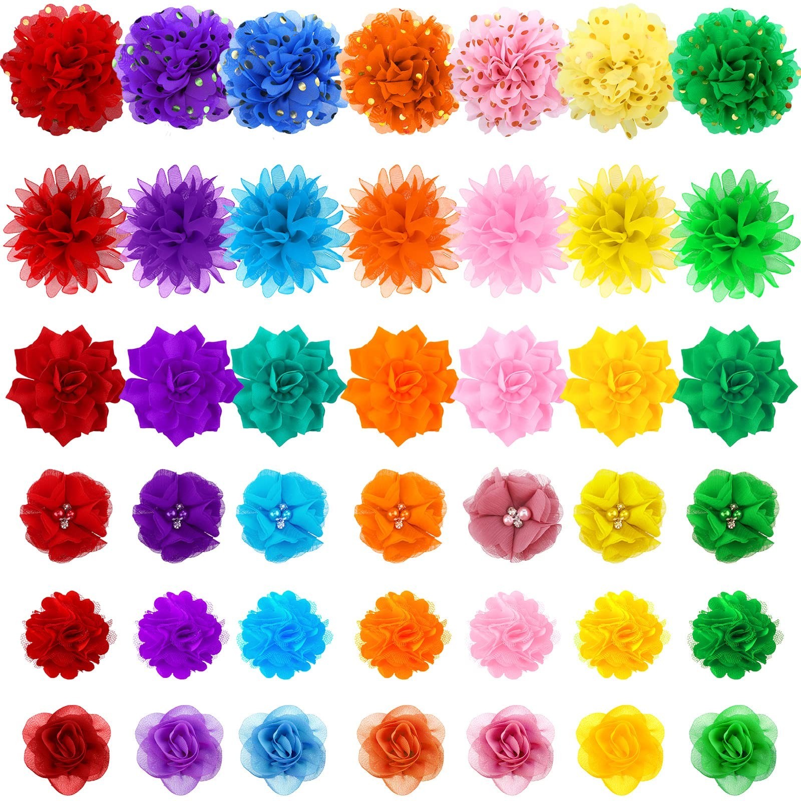 Tondiamo 84 Pcs Dog Collar Flower Bow Accessories Bulk Multi Color Dog Pet Ch…