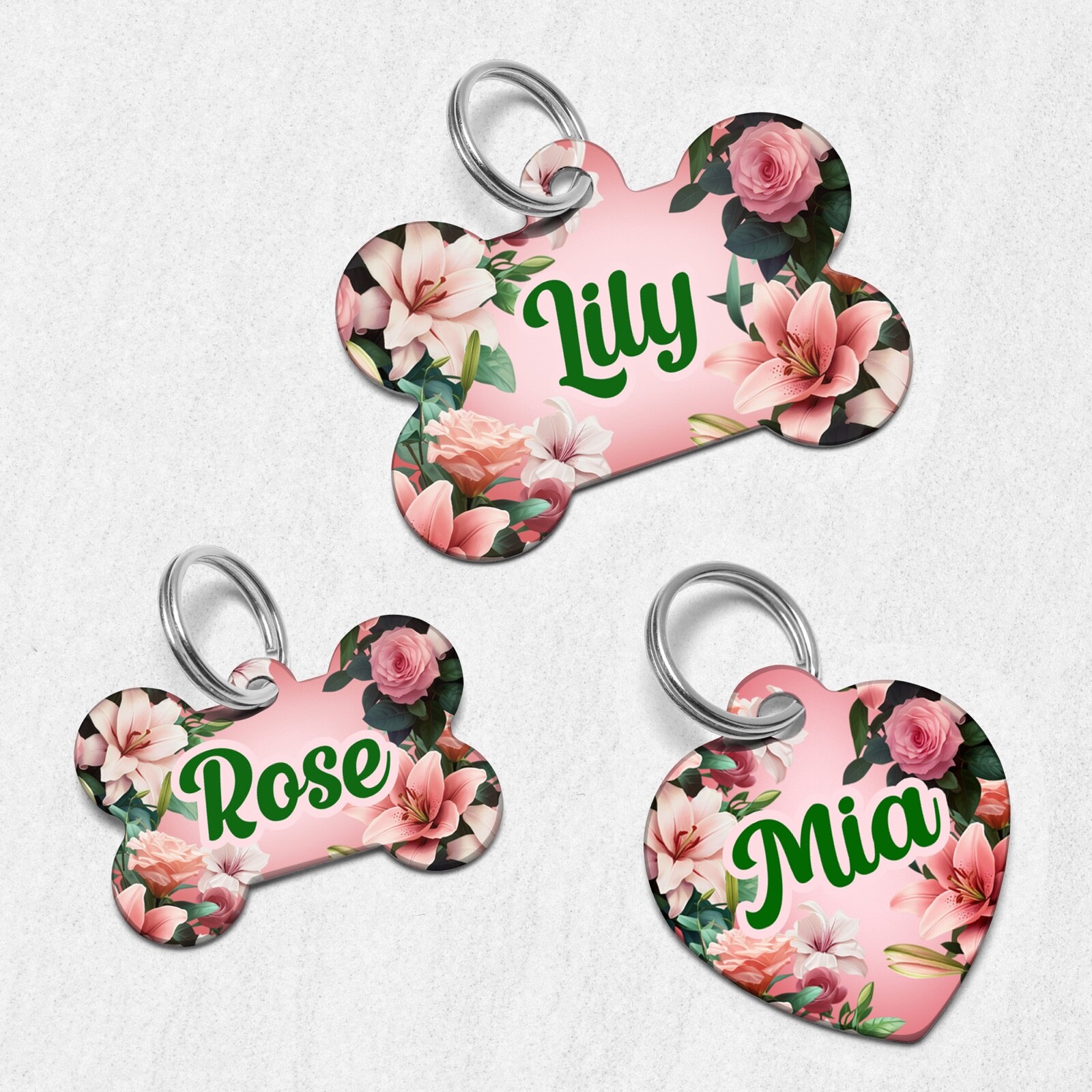 Lily Dog Tag for Dogs, Floral Pet ID Tags, Custom Personalized Flower Puppy Tag