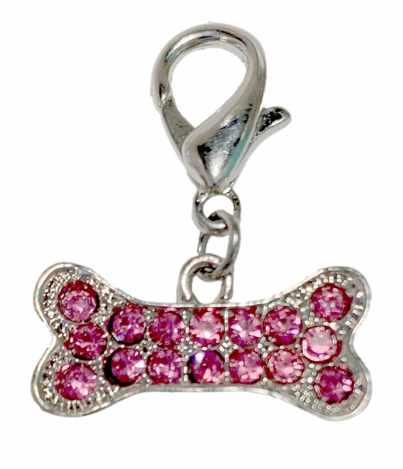 Crystal Bone Pet Collar Charm or Purse Charm – Choose Pink or Blue