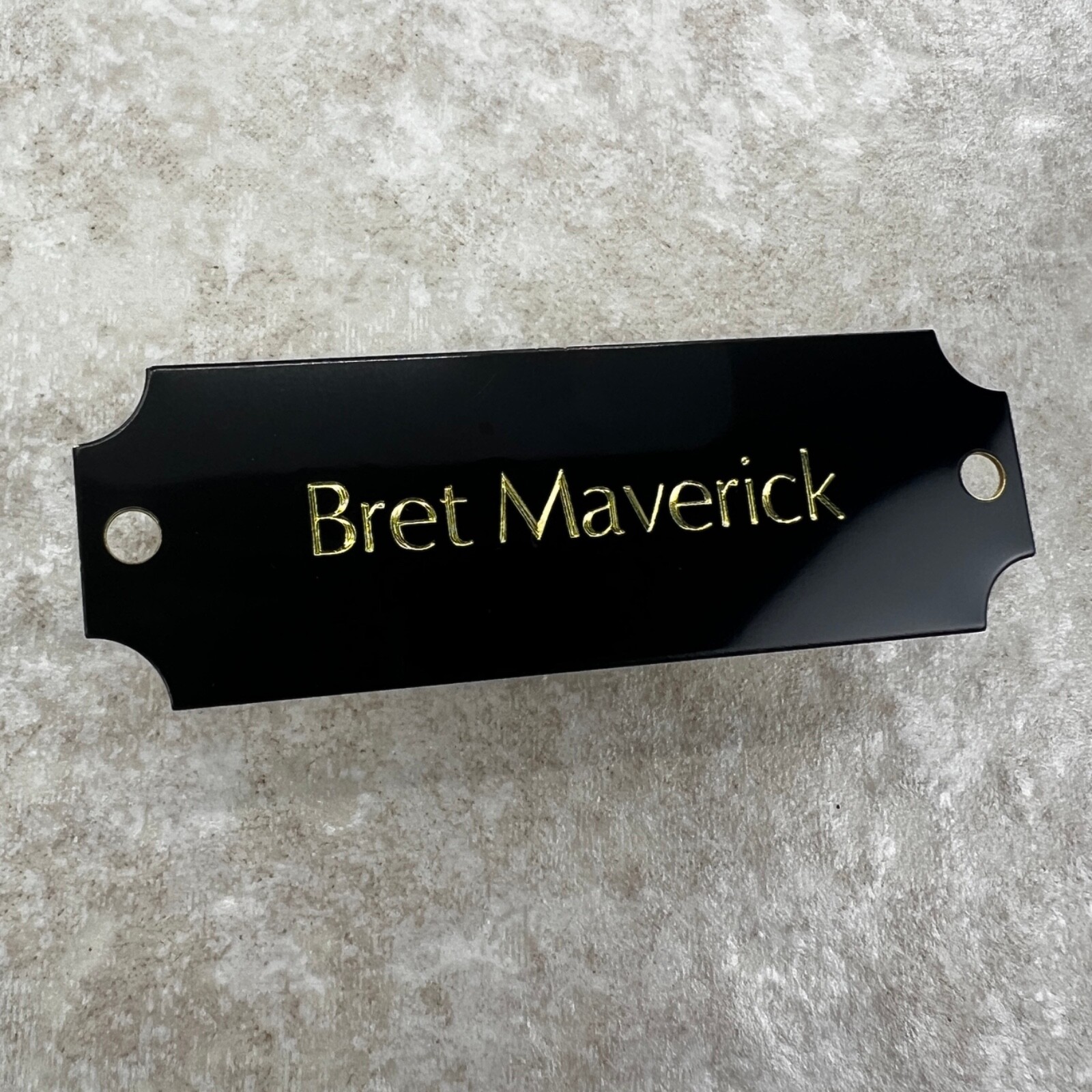 Custom Engraved Tags Personalized NAME PLATE Tags BLACK & BRASS Nameplate MEDIUM