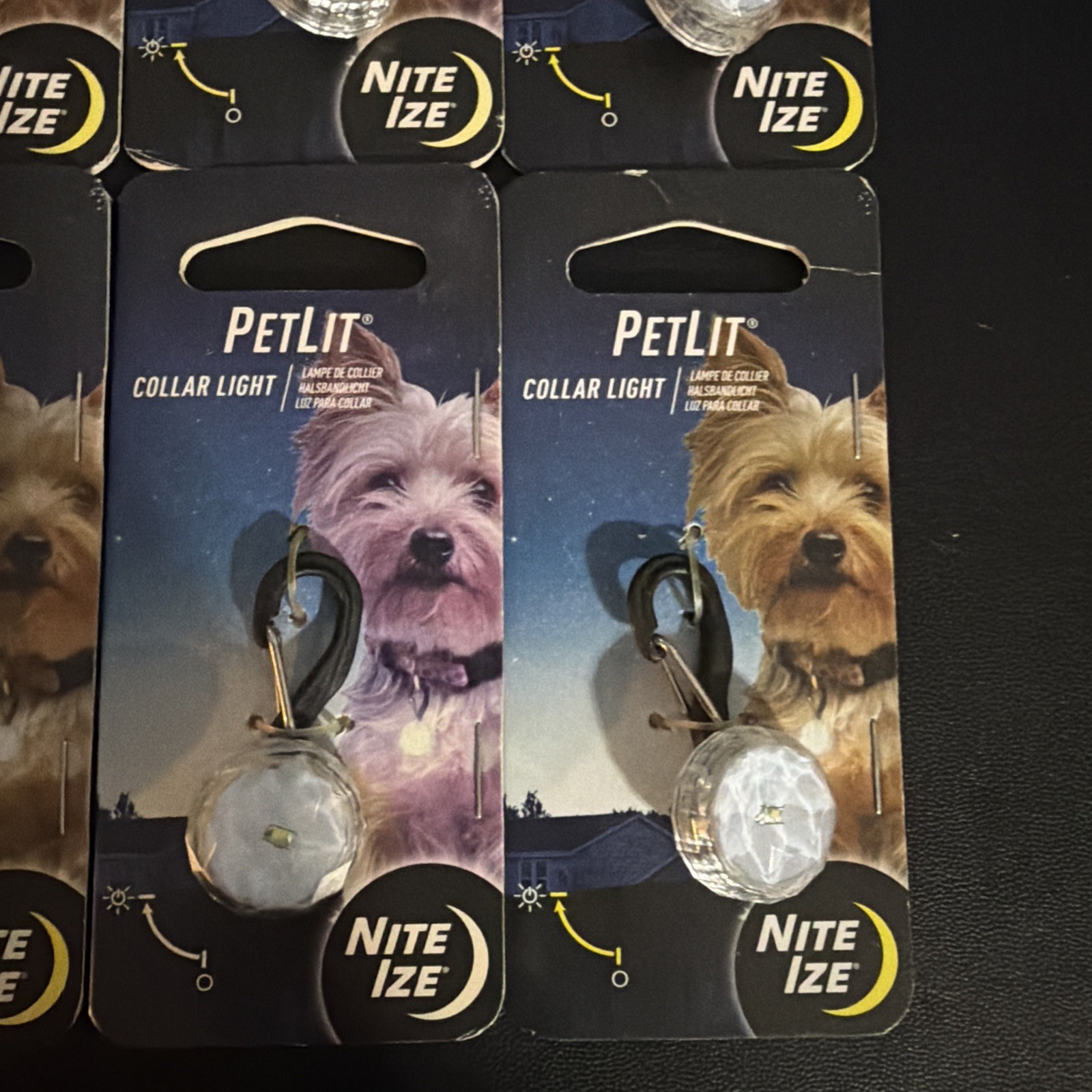 Lot of (6) Nite Ize PetLit Collar Light Crystal Jewel Charm, LED Safety Light