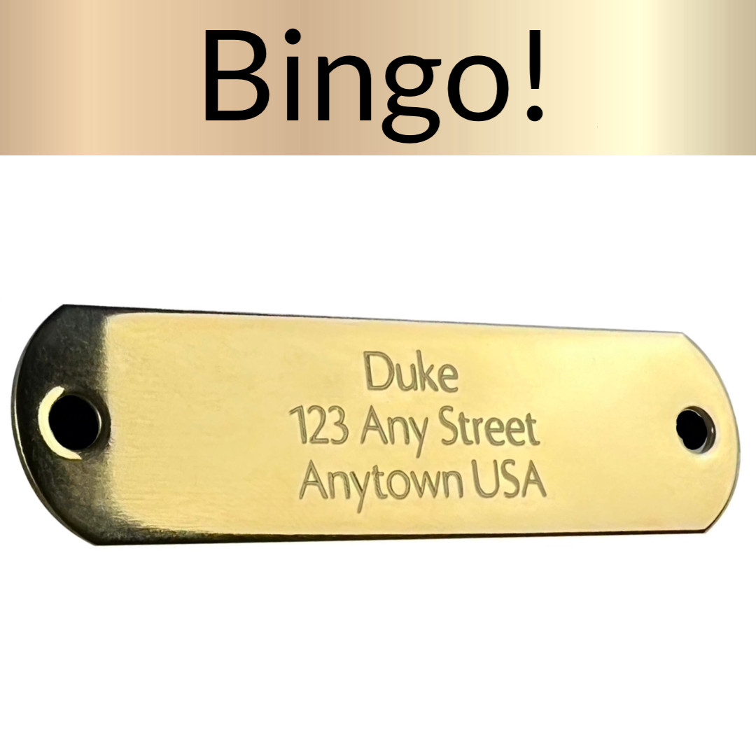 Custom Engraved NAME PLATE Engraved Dog Tags Personalized Collar NATURAL BRASS
