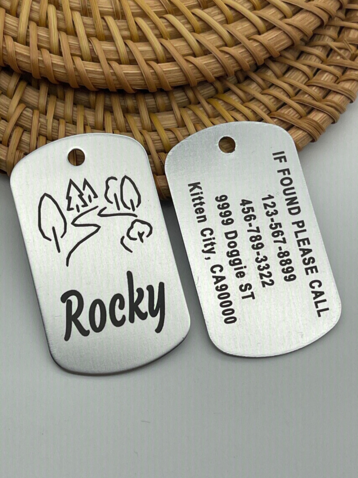 Pawtographize Dog Cat ID Tags Personalized Pet Name Tags Engraved Customized