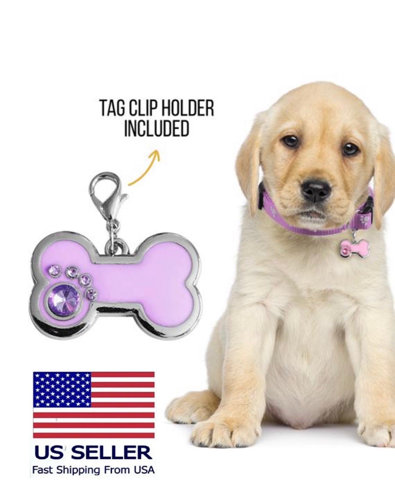Glitter Bone Personalized Dog Tag Small Dogs Puppy Puppy ID Name Engraved Tags