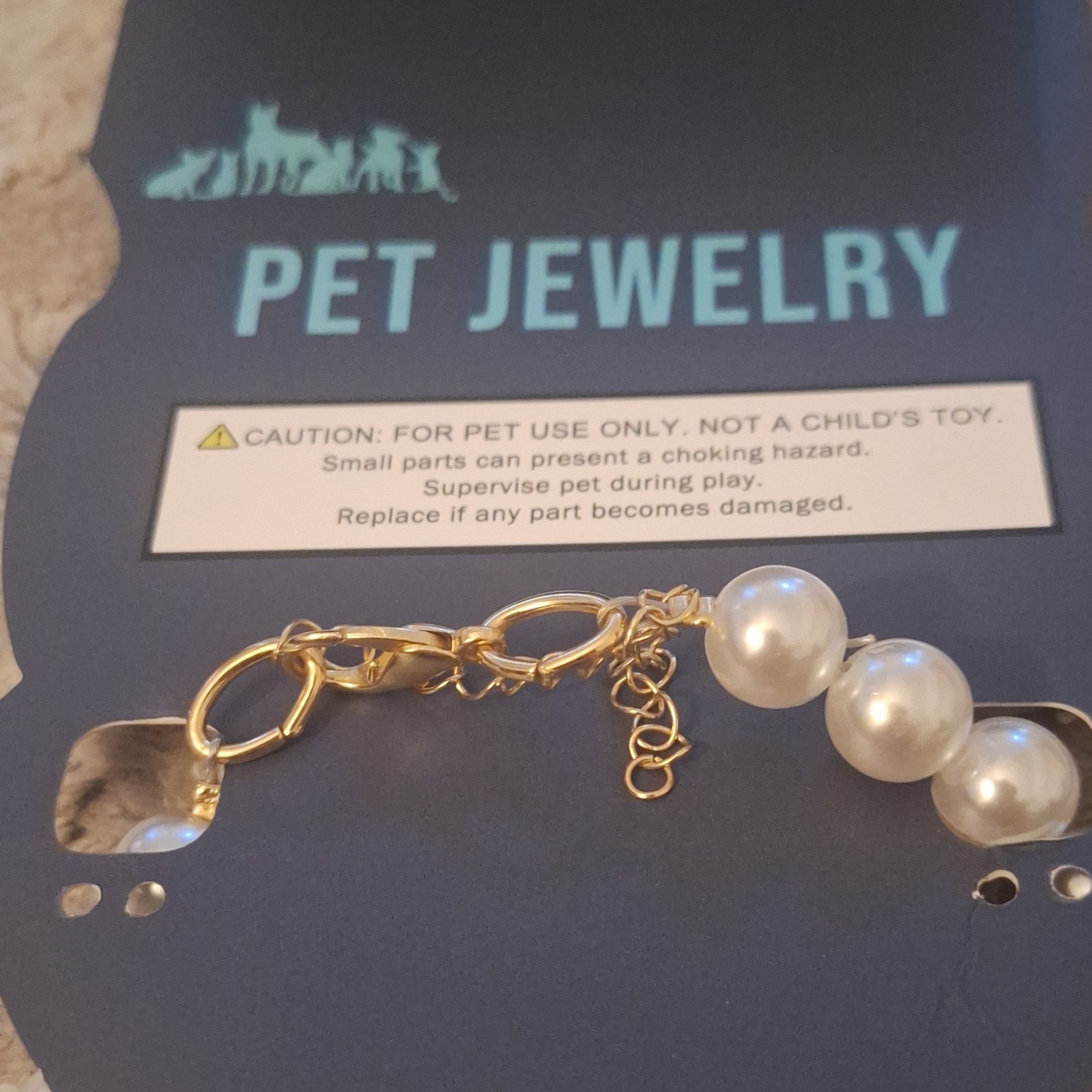 Pawsitively Fun White Collar Charm Necklace for Dogs Size Small