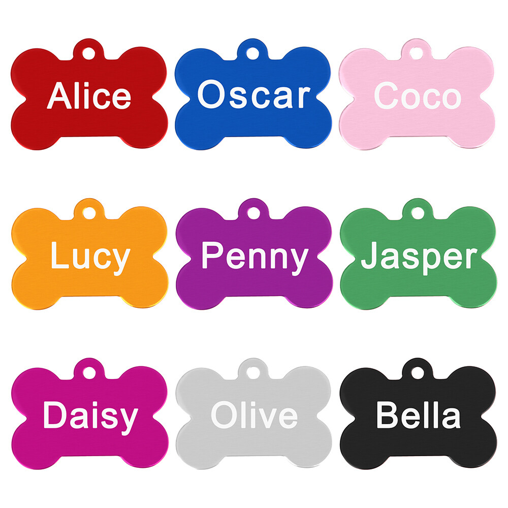 Personalized Pet ID Tags for Dogs Cats Bone Identification Collar Discs Engraved