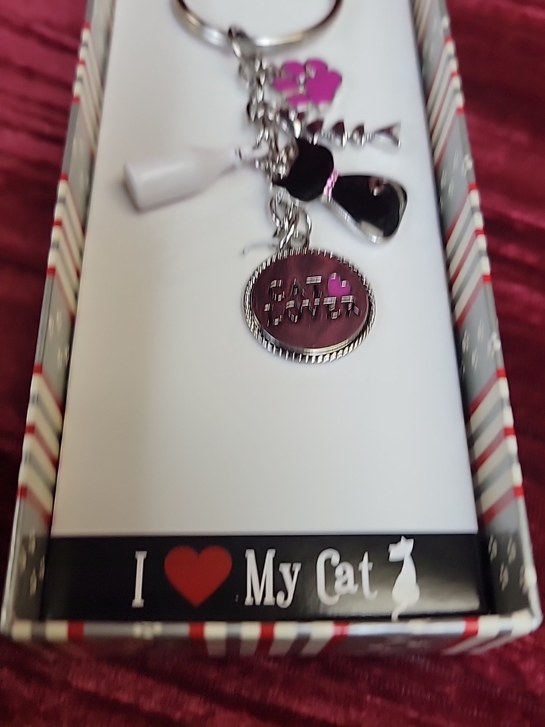 Pawsitively Spoiled NIB For The Pet Lover 49127 I LOVE MY CAT CHARM KEY CHAIN