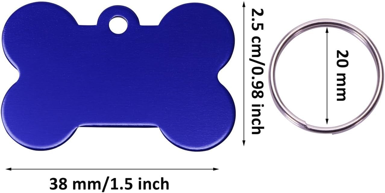 Aluminum Alloy Pet ID Tags 20Pcs Bone Shaped Blank Engraved Dog Cat Name Phon…
