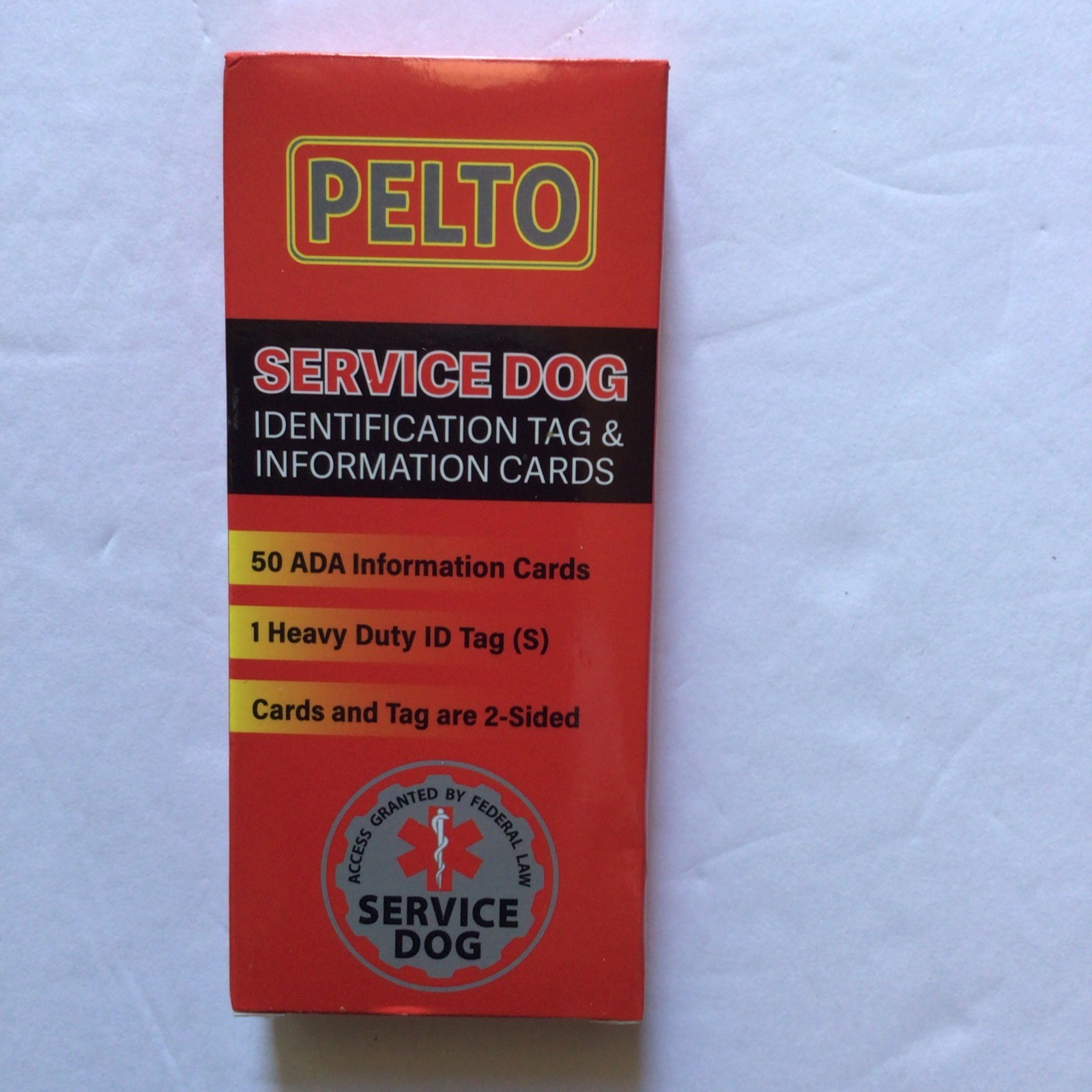 Pelto Service Dog ID Tag + 50 ADA Information Cards