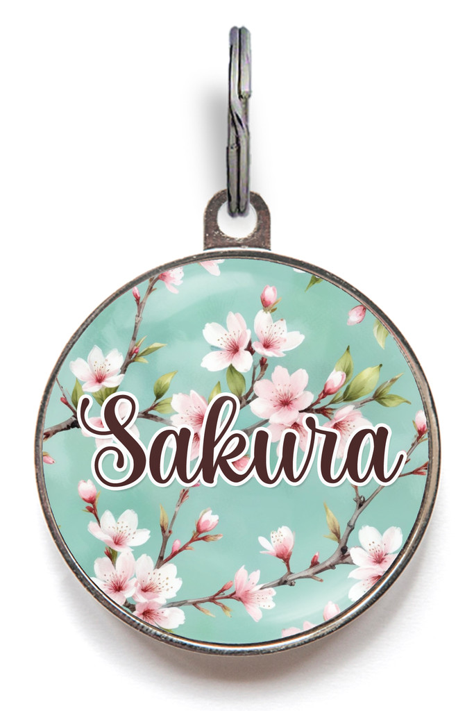 Personalized Dog Tag Cherry Blossom – Floral Pet ID Tag, Durable & Waterproof
