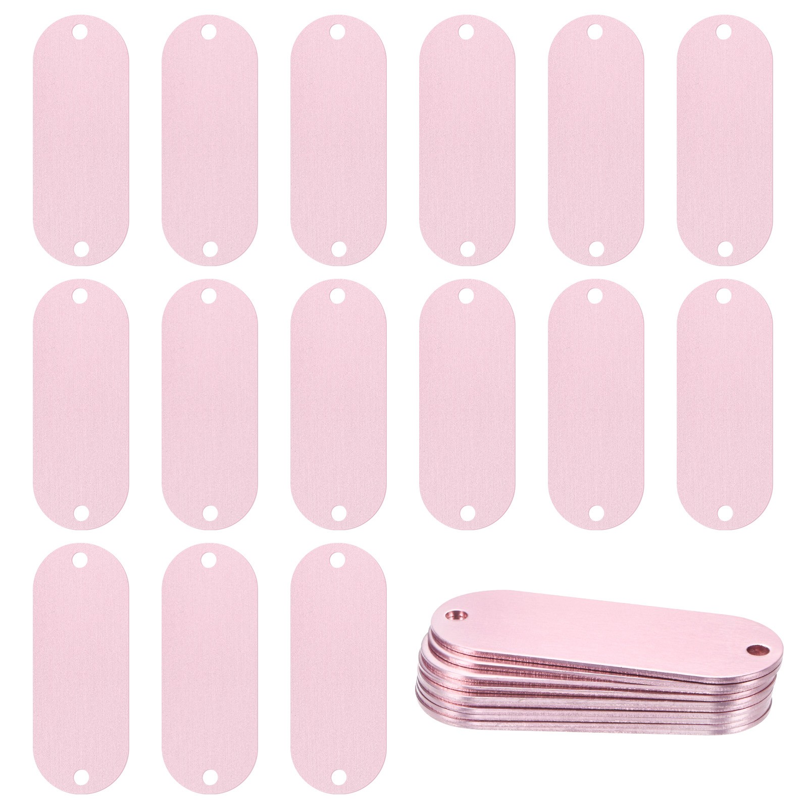 25-Pack 2″ x 0.75″ x 0.04″( L x W x T ) Blank Dog Tags [Pink, 2 Holes]