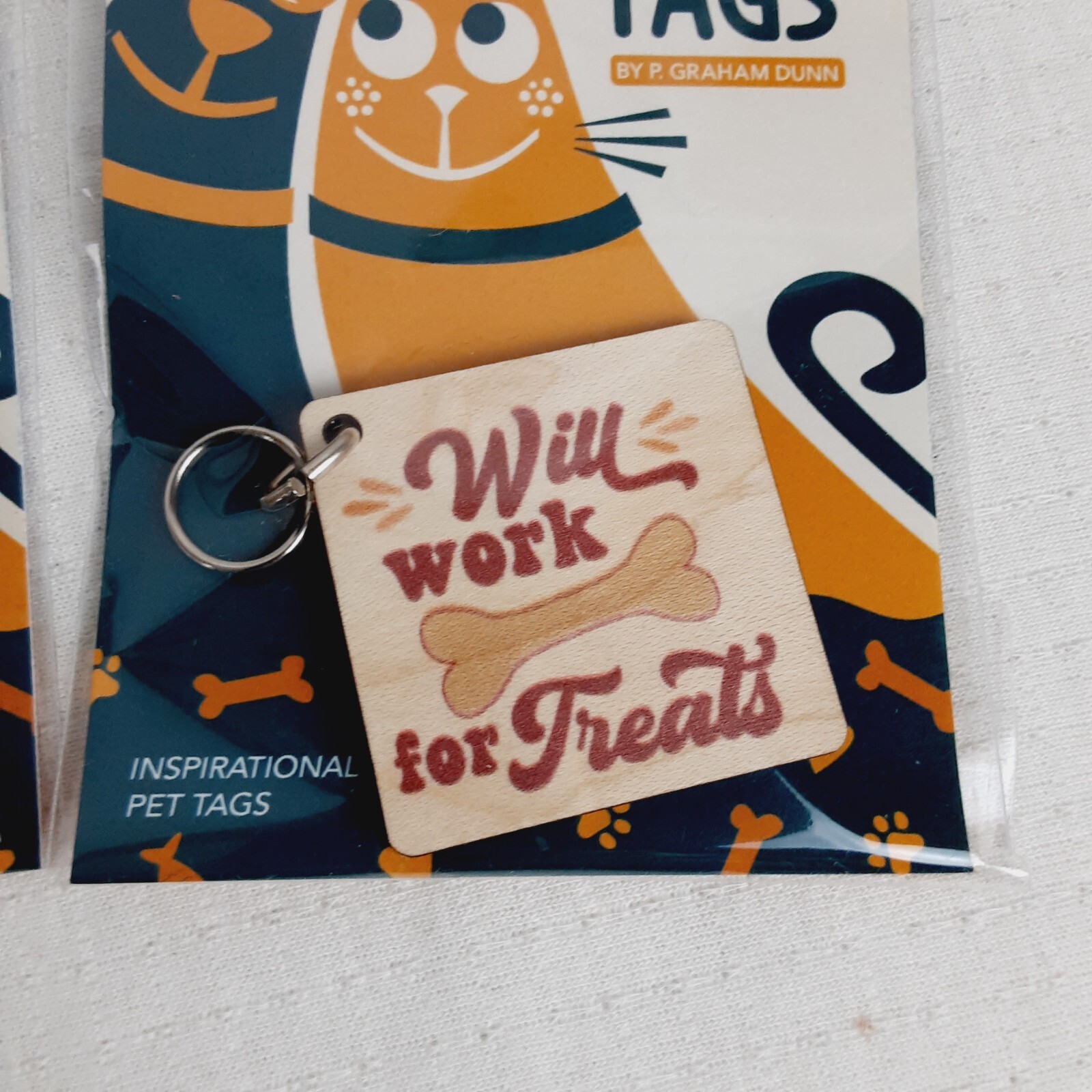 P Graham Dunn WAG TAGS Pet Collar Charms Wooden Square 1.5″ Set of 3 Assorted