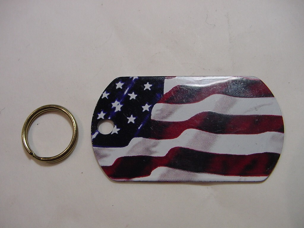 NEW – LOT OF 2 – ENGRAVABLE PET I.D. TAG LUGGAGE TAG – AMERICAN FLAG