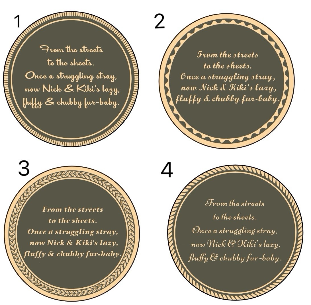 Custom Pet Photo ID Tag | 4 Border Styles & 4 Sizes | Solid Brass Coin