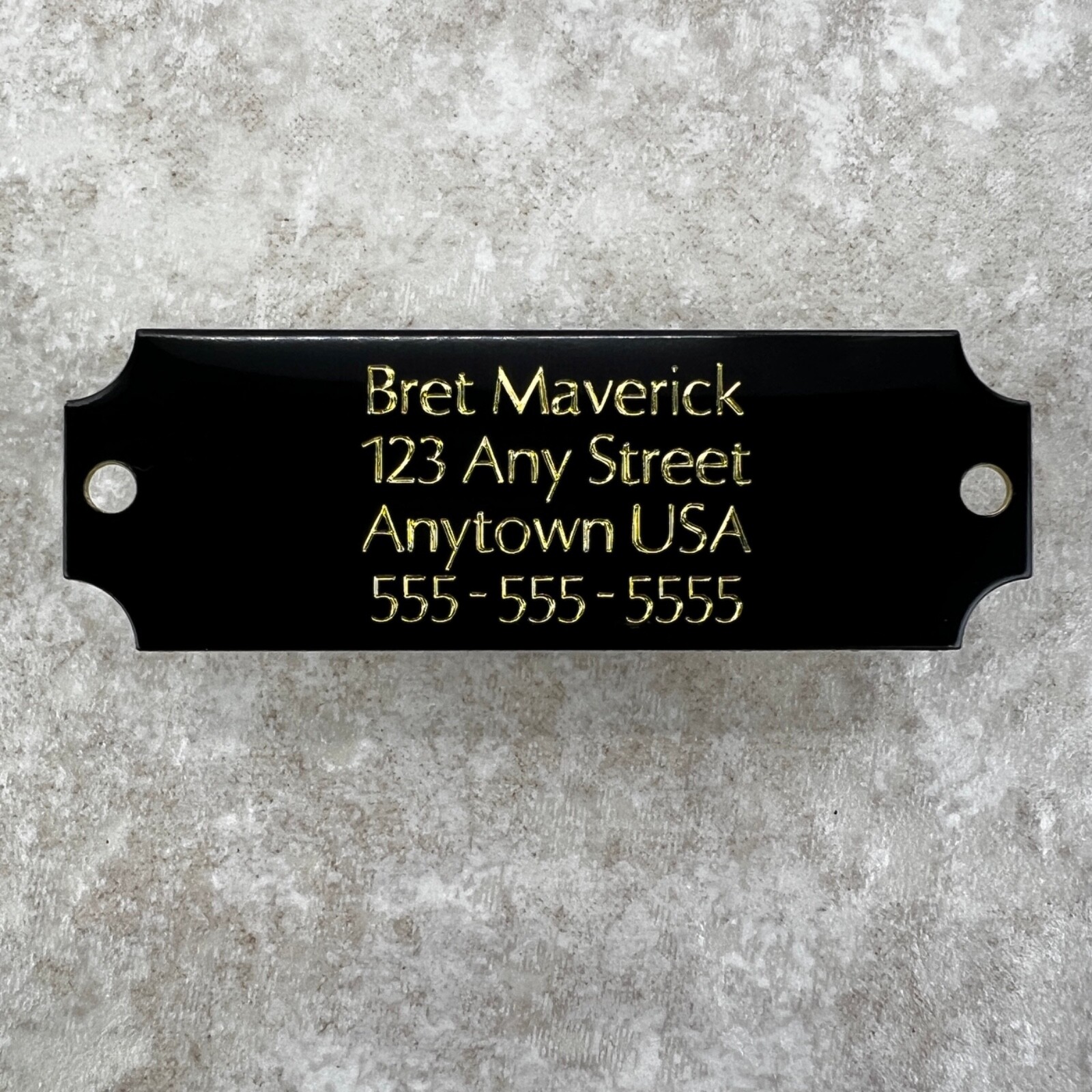 Custom Engraved Tags Personalized NAME PLATE Tags BLACK & BRASS Nameplate MEDIUM
