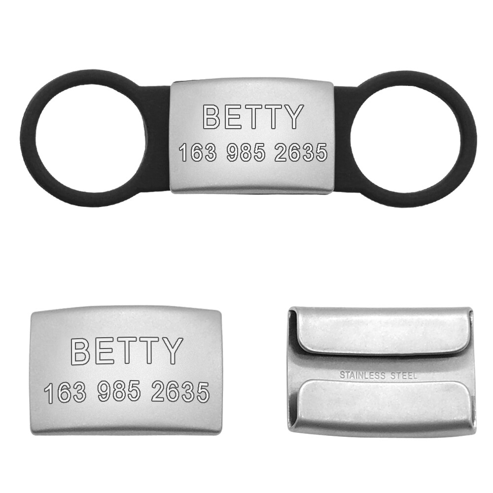 Personalized Slide-On No Noise Dog ID Tags Stainless Steel Cat Collar Tag Disc