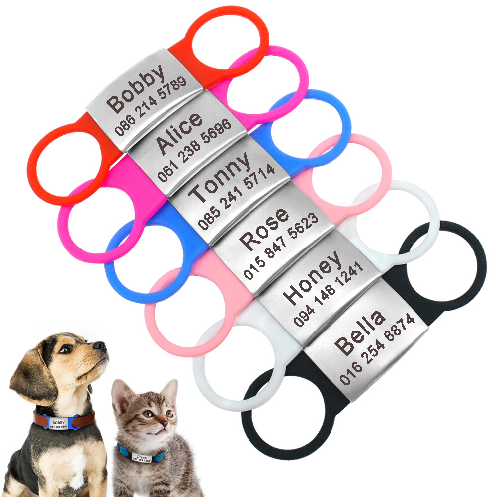 Dog ID Tags Personalized Name Collar Engraved Custom Slide-On Name Necklace S L