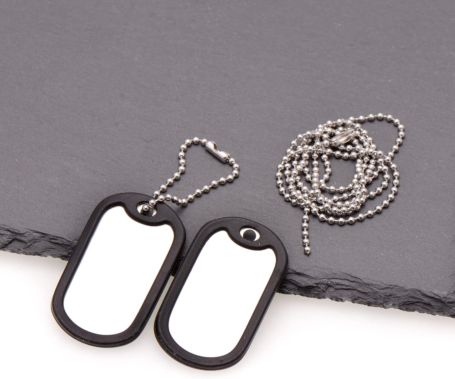 Luxury Stainless Steel Dog Tag Necklace Set – Includes Chains & Black Silencers
