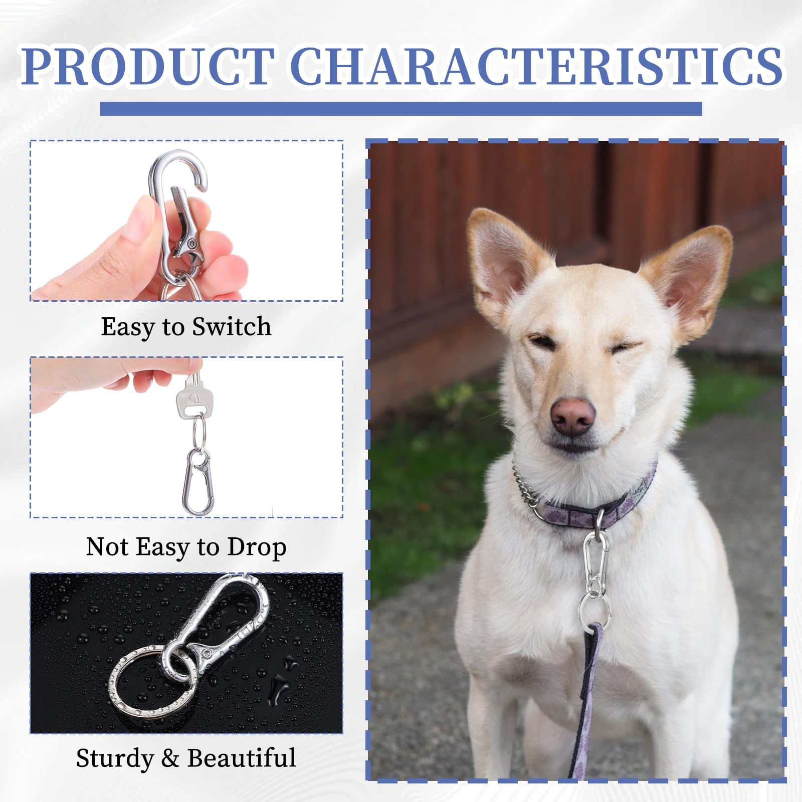 Heavy Duty Dog Tag Clip 4 PCS Mini Carabiner for Pet Collars Harnesses