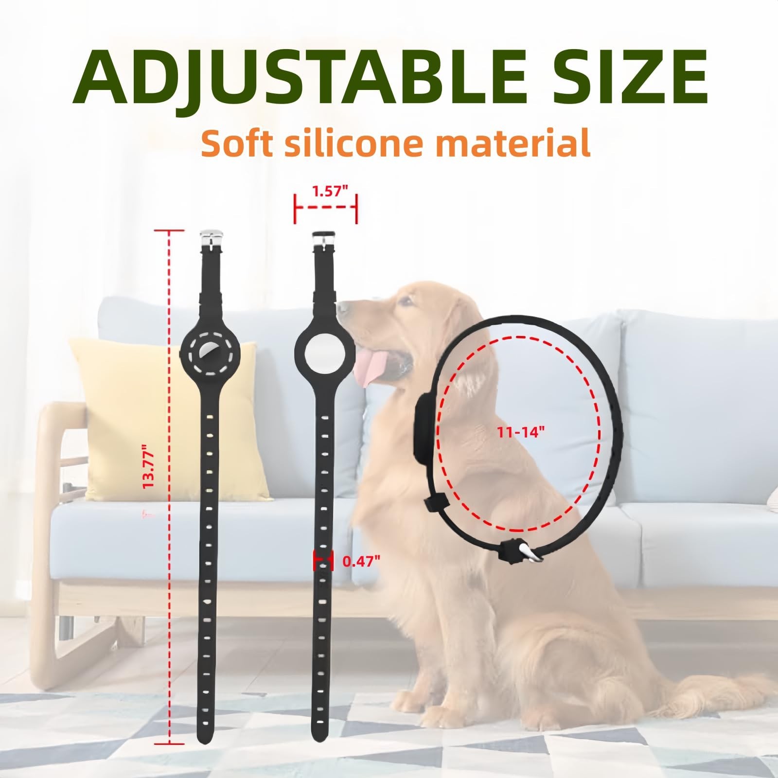 Airtag Protector Silicone Luminous Collar Adjustable Loss Prevention Eye-catc…