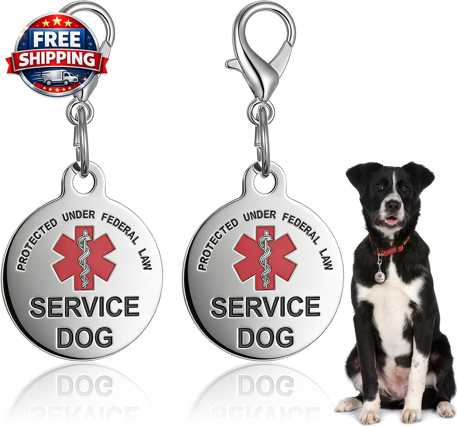 2Pcs Service Dog Tag Industrial Puppy for Service Animals, Emotional Support Dog