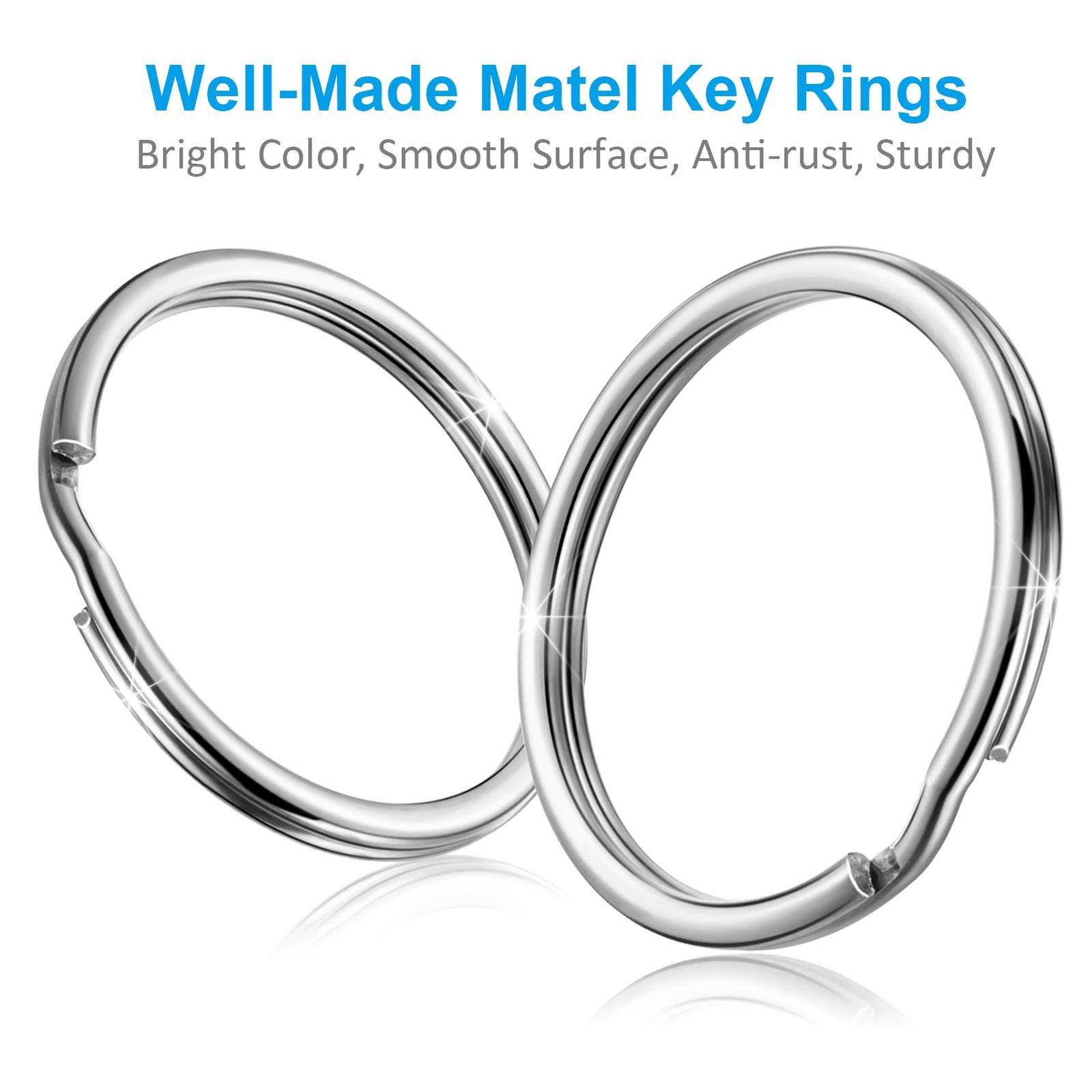 Durable Metal Split Key Rings in 5 Sizes for Pet Collars, Tags, and Keys