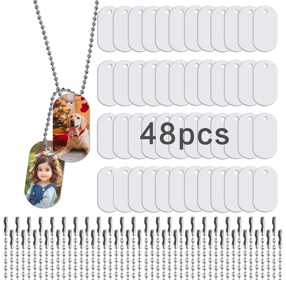 Sublimation Dog Tags Blanks 48 Pcs Aluminum Sublimation Dog Tag Chain8618
