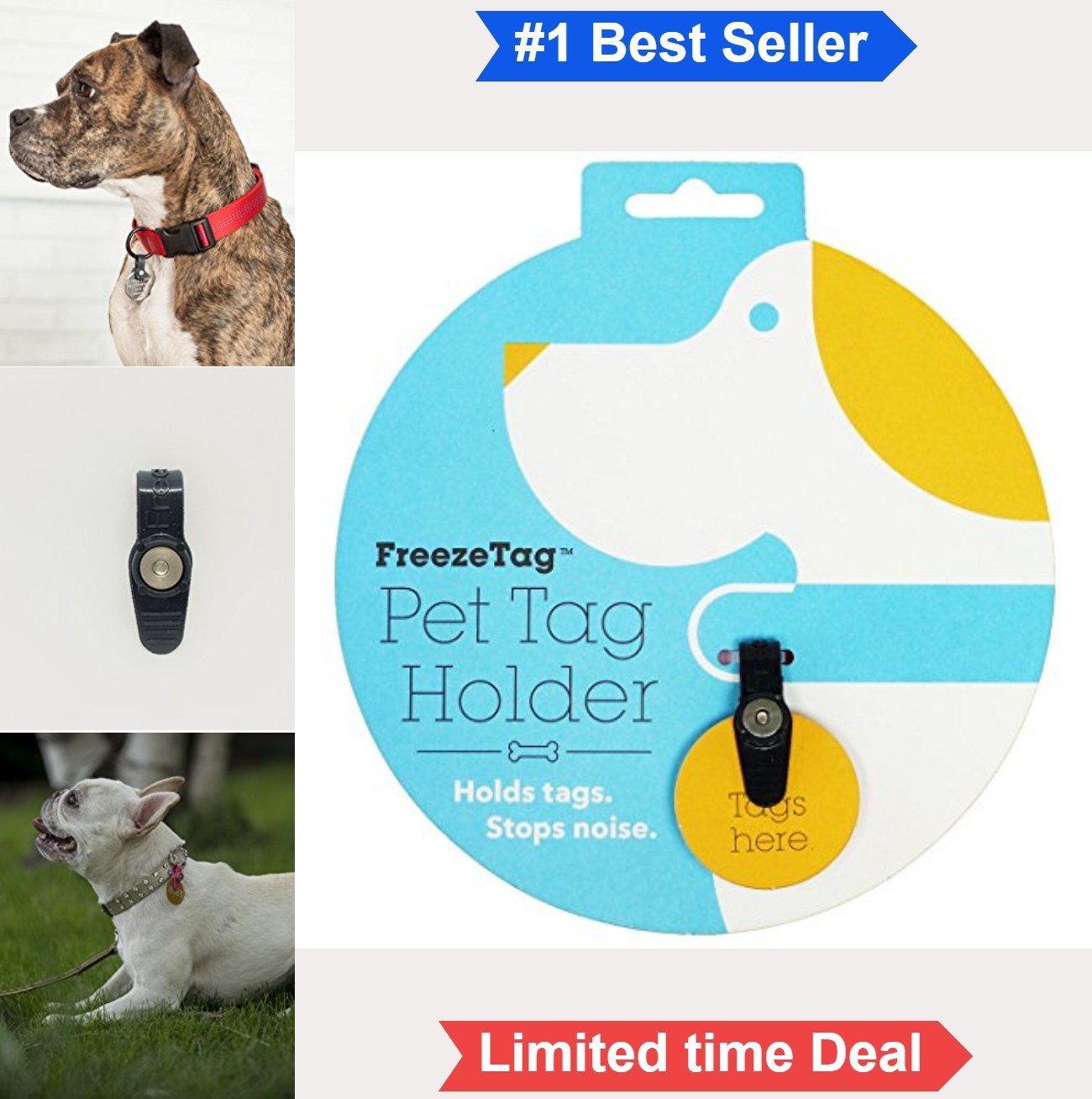 Dog Tag Silencer Connector Silences Tag Jingle One Size Collar Attachment for